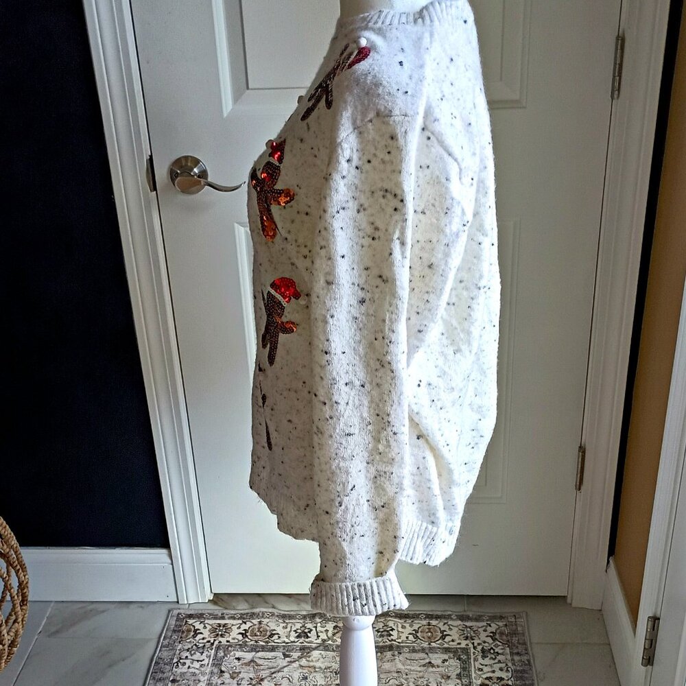 FESTIVE SEQUIN GINGERBREAD SWEATER SZ XL - Picture 3 of 4